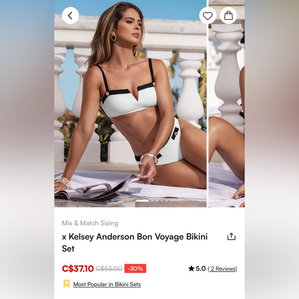 Cupshe Black and White Bikini Set